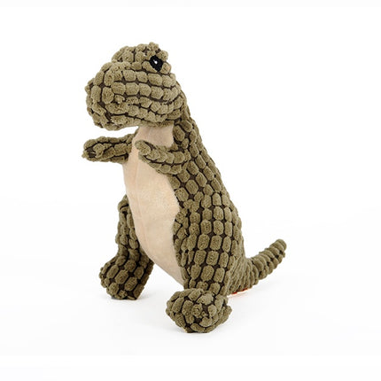 Jouet en peluche interactif en forme de dinosaure pour chiens – Jouet à mâcher avec couineur pour des jeux amusants