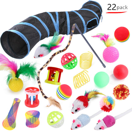 Ensemble Jouets Chat Tunnel Interactif Modulable Amusant Intérieur Animaux