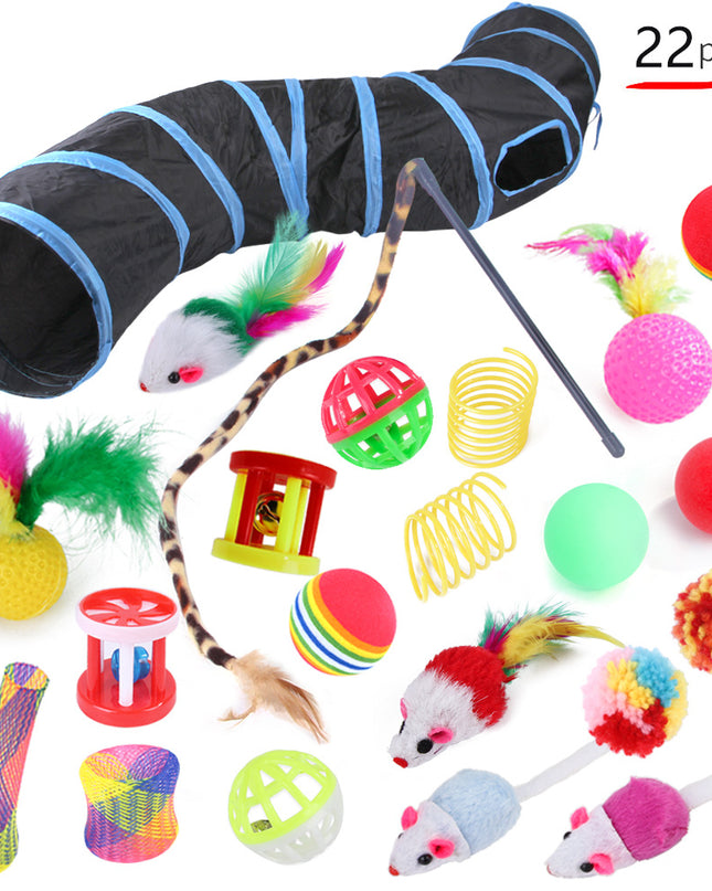 Ensemble Jouets Chat Tunnel Interactif Modulable Amusant Intérieur Animaux