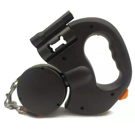 Laisse double rétractable et réfléchissante pour chiens avec éclairage et rotation à 360°
