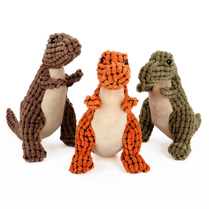 Jouet en peluche interactif en forme de dinosaure pour chiens – Jouet à mâcher avec couineur pour des jeux amusants