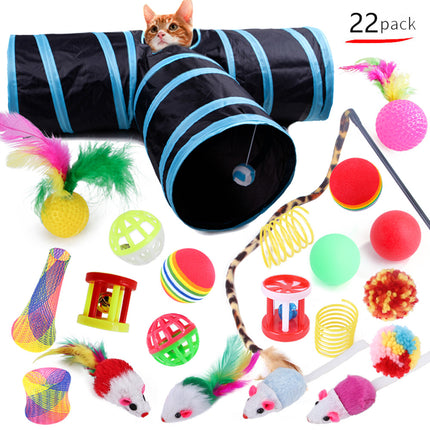 Ensemble Jouets Chat Tunnel Interactif Modulable Amusant Intérieur Animaux