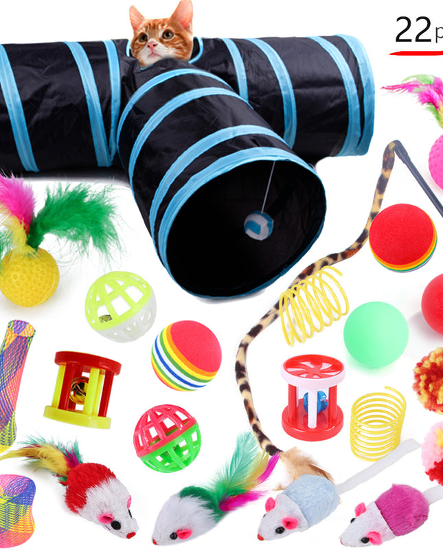 Ensemble Jouets Chat Tunnel Interactif Modulable Amusant Intérieur Animaux