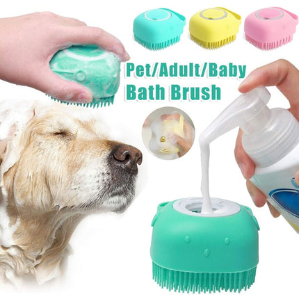 Brosse de toilettage en silicone pour bain et massage – Pour chiens et chats