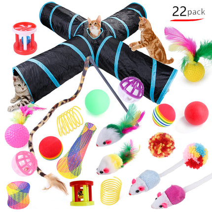Ensemble Jouets Chat Tunnel Interactif Modulable Amusant Intérieur Animaux