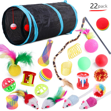 Ensemble Jouets Chat Tunnel Interactif Modulable Amusant Intérieur Animaux