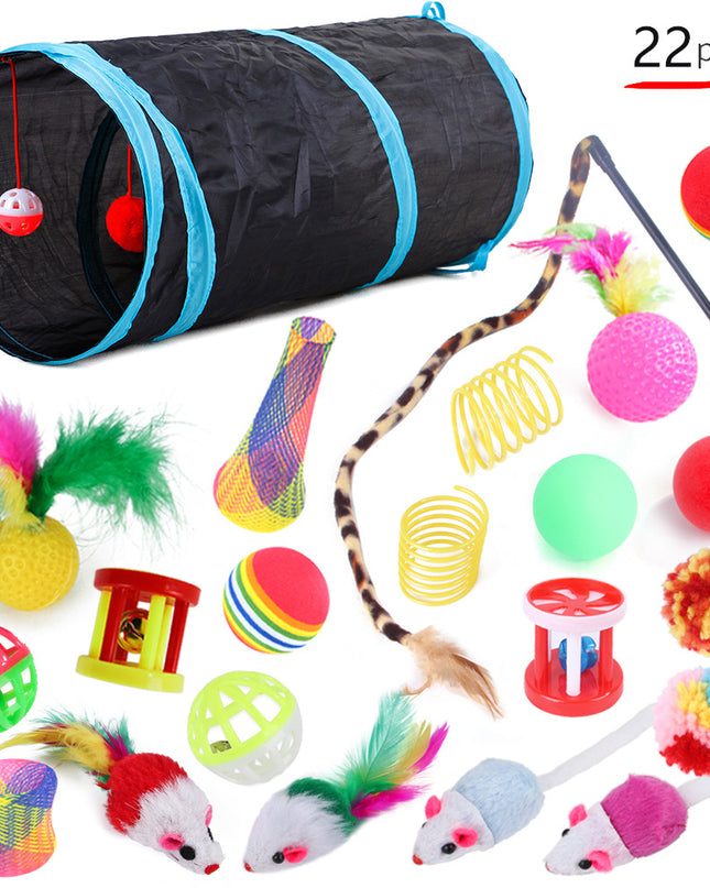 Ensemble Jouets Chat Tunnel Interactif Modulable Amusant Intérieur Animaux